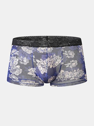 Mens Floral Mesh See Through Lace Underwear Boxers minces respirants - Newchic - Modalova