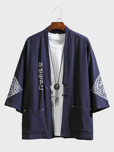 Kimono à manches mi-longues imprimé géométrique japonais ouvert sur le devants - Newchic - Modalova