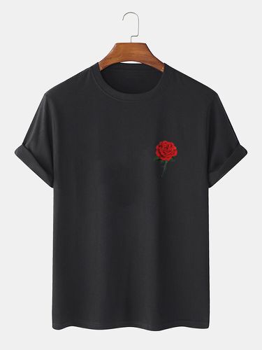 T-shirts à manches courtes 100 % coton à col rond et imprimé rose sur la poitrines - ChArmkpR - Modalova