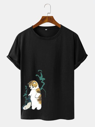 T-shirts décontractés à manches courtes en coton imprimé chat et baleines - ChArmkpR - Modalova