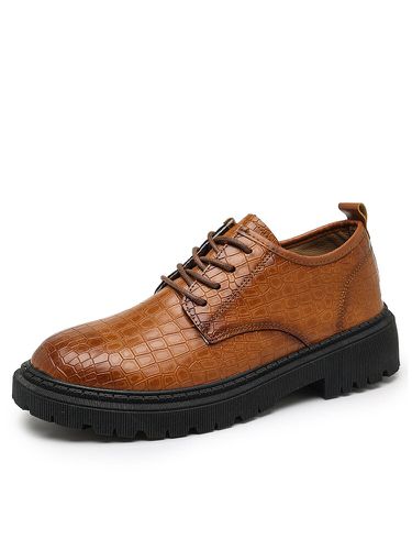 Chaussures plates à plateforme à motif de texture de pierre à lacets de style britanniques - Menico - Modalova