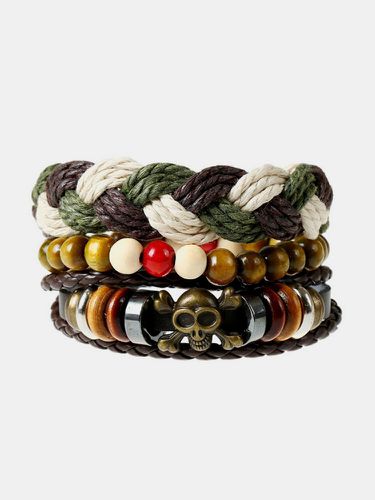 Bracelet multicouche Vintage en cuir Punk tresse perle crâne bracelet Bracelet bijoux ethniquess - Newchic - Modalova