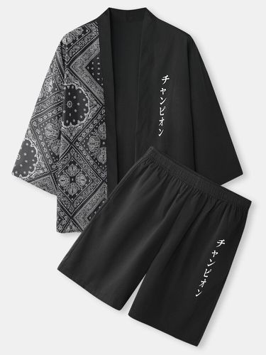 Écharpe Paisleys imprimé japonais kimono ouvert sur le devant deux pièces tenues - ChArmkpR - Modalova