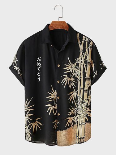 Chemises décontractées à manches courtess, imprimé bambou japonais - Newchic - Modalova