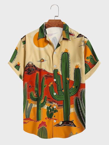 Chemises décontractées à manches courtess, imprimé paysage de cactus - Newchic - Modalova