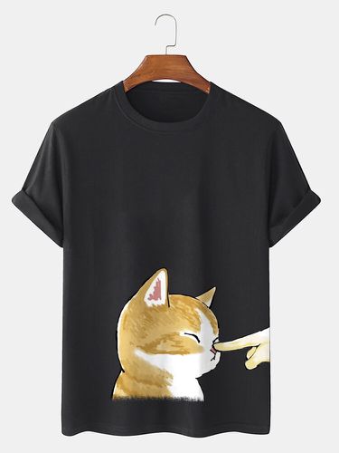 T-shirts à manches courtes en coton à col ronds avec motif de chat mignon - ChArmkpR - Modalova