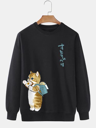 Sweat-shirt quotidien à imprimé chat mignon - Mensclo - Modalova