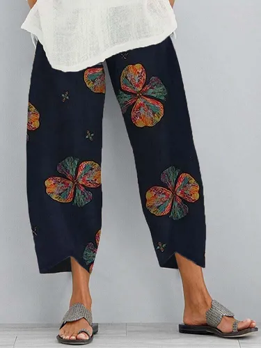 Colorful Pantalon court à imprimé floral et poignets irréguliers - Newchic - Modalova