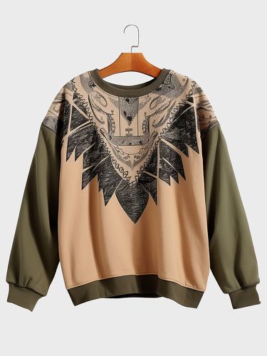 Sweat-shirt à col ras du cou, imprimé ethnique Totem, Patchwork, hiver - ChArmkpR - Modalova