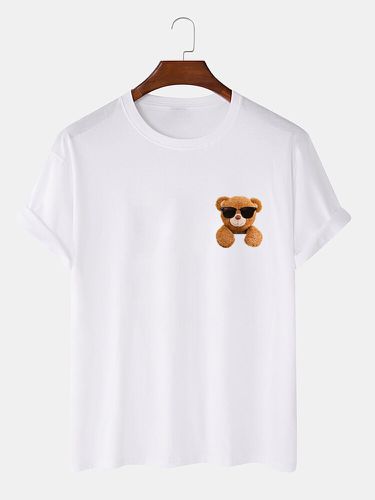 T-shirts à manches courtes 100 % coton Cool Bear Print Preppy - Mensclo - Modalova