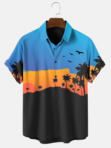 Mens Tropical Landscape Print Vacation Short Sleeve Shirts - ChArmkpR - Modalova