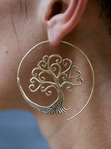 Vintage cercle spirale s boucles d'oreilles arbre de vie pendentif boucles d'oreilles bijoux cadeau - Newchic - Modalova