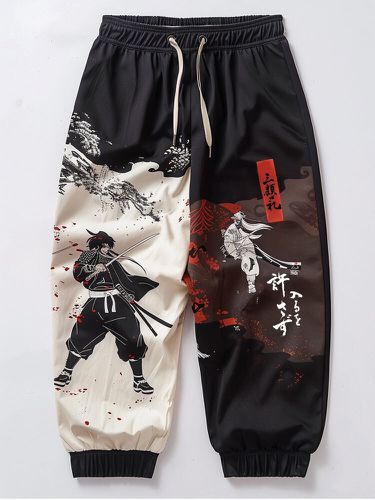Pantalon à taille avec cordon de serrage imprimé peinture ninja japonaises - Newchic - Modalova