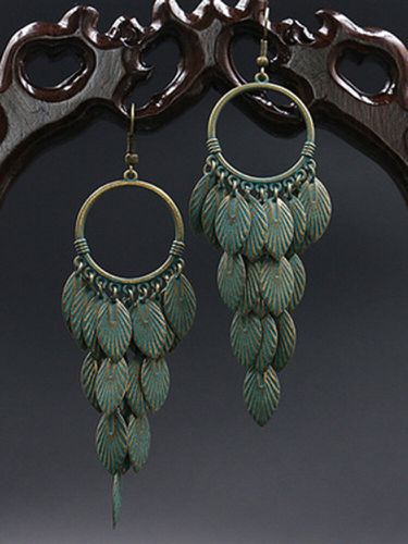 Vintage plume s boucles d'oreilles combinaison feuille pendentif boucles d'oreilles bijoux cadeau - Newchic - Modalova