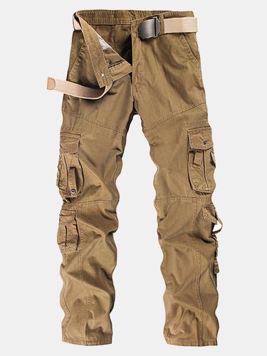 Pantalon Cargo avec Multi-poches Couleur Unie Coupe Classique Pantalon Extérieur Printemps Automne - Newchic - Modalova