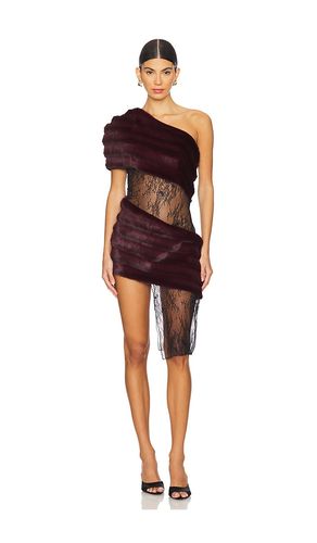 Aubergine Faux Fur Combo Dress in . Size XS - Kim Shui - Modalova