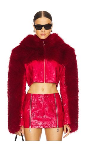 BLOUSON CROPPED AVEC CAPUCHE IMITATION FOURRURE in . Size S - Kim Shui - Modalova