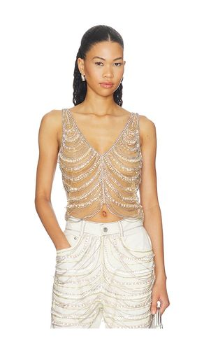 Draped Crystal Embroidery V Neck Tank en . Taille 0. Also en 2 - Lapointe - Modalova