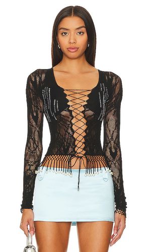 Nixie Top Shapewear Lace Up Front Fringe Top in - Poster Girl - Modalova