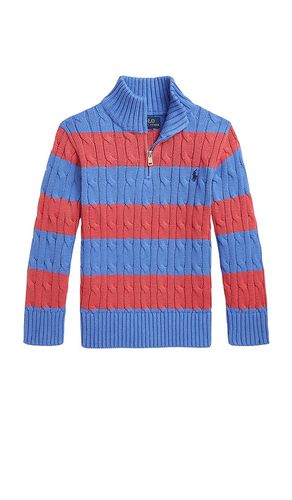 Kids Cable Knit Half Zip Striped Sweater in . Size 4, 5, 6 - Polo Ralph Lauren - Modalova