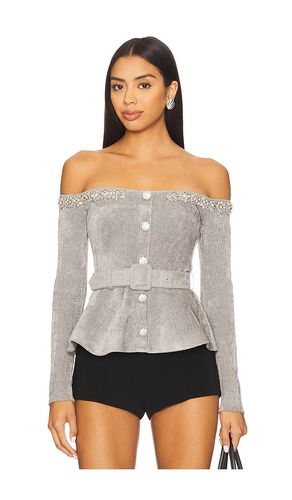 TOP EN MAILLE CHENILLE ORNÉ DE CRISTAUX en . Taille M. Also en L - self-portrait - Modalova
