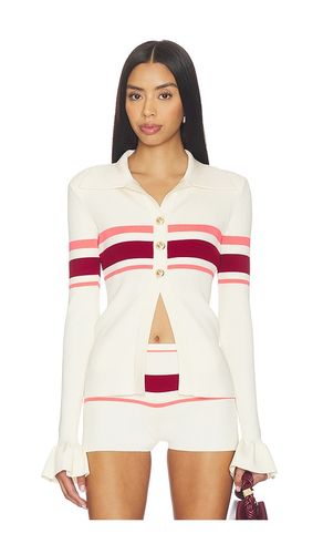 Stripe Viscose Knit Button Top en . Taille L. Also en M, S - self-portrait - Modalova