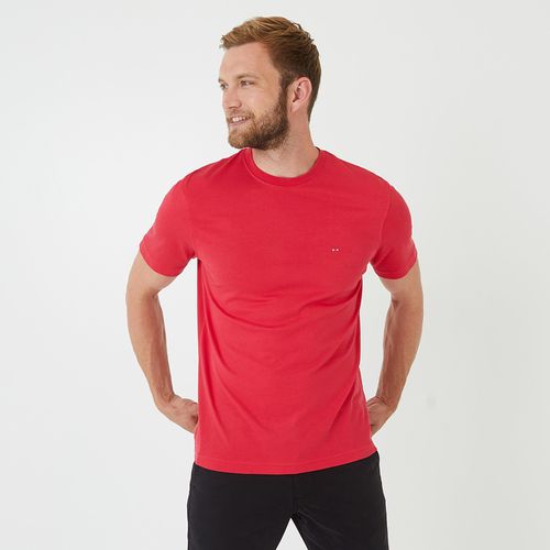 T-shirt rouge en coton Pima détail logo brodé - Eden Park - Modalova