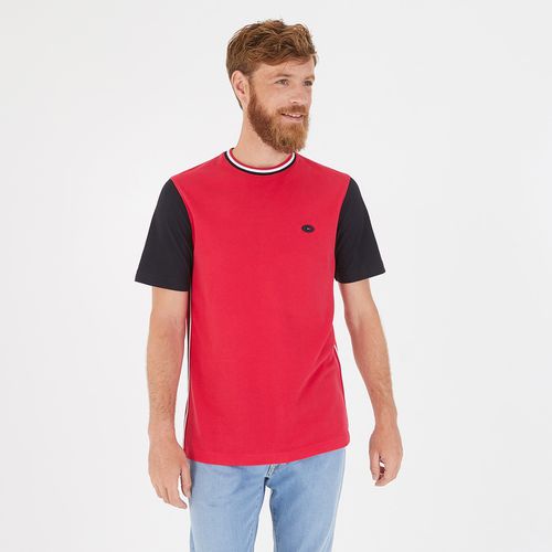 T-shirt color-block en coton piqué rouge - Eden Park - Modalova