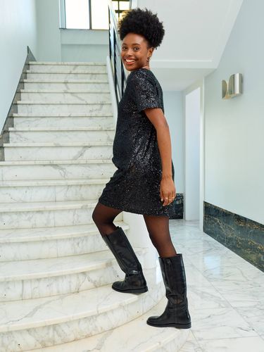 Robe de grossesse en sequins noir - Vertbaudet - Modalova