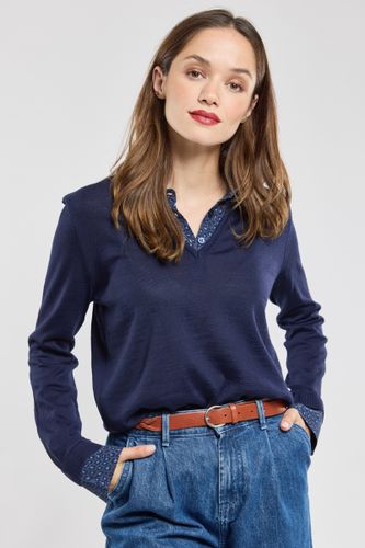 Pull col trompe l'oeil bi-matière - ARMOR-LUX - Modalova