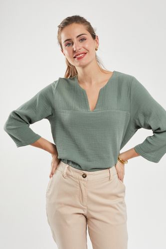 Blouse manches 3/4 CODEAC - gaze de coton biologique L - 42 - Bermudes - Modalova