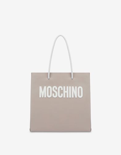 Cabas En Cuir De Veau Lettering Logo - Moschino - Modalova