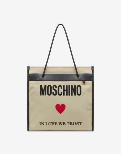 Cabas En Toile In Love We Trust - Moschino - Modalova