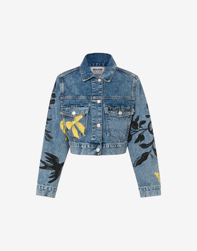 Veste Cropped Symbols Print - Moschino Jeans - Modalova