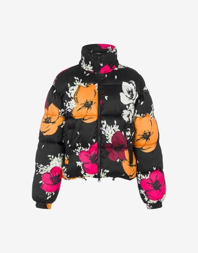 Wasserdichte Nylon-daunenjacke Mit Flower Print - Moschino Jeans - Modalova