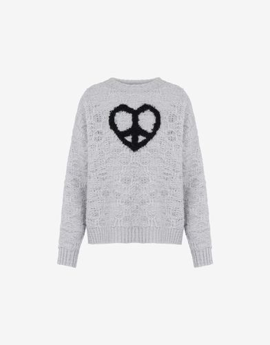 Wollpullover Mit Hearted Peace Symbol - Moschino Jeans - Modalova