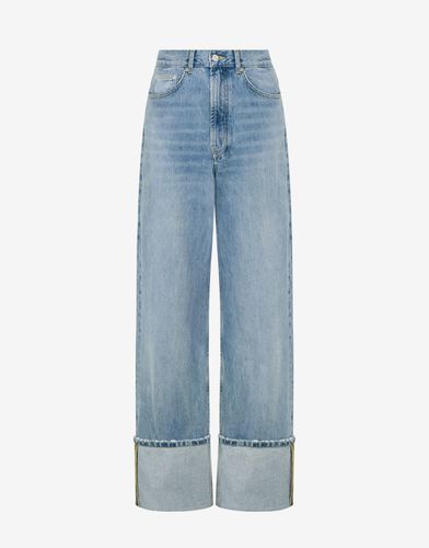 Pantalon En Denim Avec Patchs - Moschino Jeans - Modalova