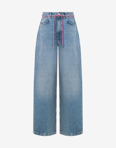 Pantalon En Denim Oversize - Moschino Jeans - Modalova