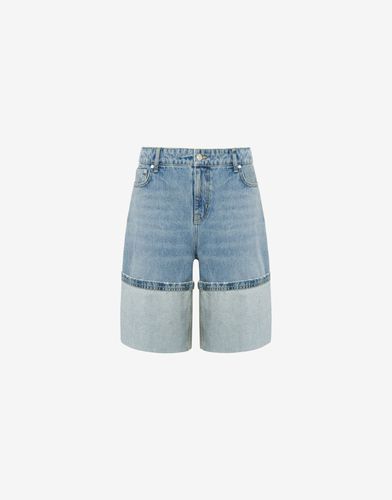 Bermuda En Denim Avec Revers - Moschino Jeans - Modalova