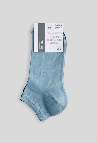 Lot x2 Mini-socquettes fil d écosse, gris/bleu - MONOPRIX FEMME - Modalova