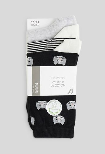 Lot de 3 paires de chaussettes à motifs chat - MONOPRIX FEMME - Modalova