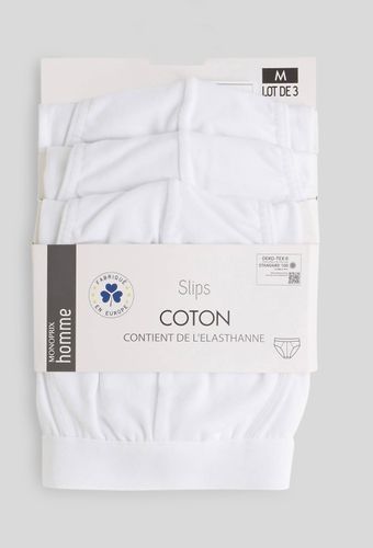 Lot de 3 slips en coton BIO, certifié OEKO-TEX - MONOPRIX - Modalova