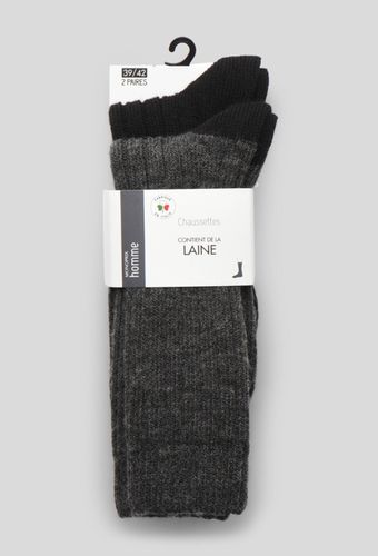 Lot de 2 paires de chaussettes à cotes en laine - MONOPRIX - Modalova