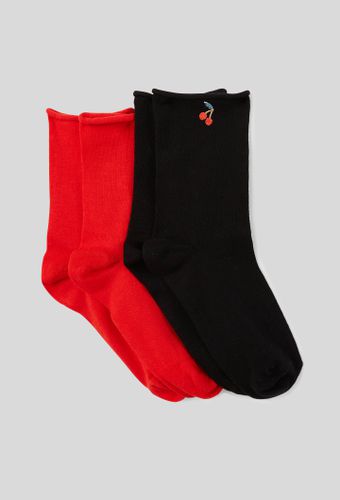 Lot de 2 paires de chaussettes fantaisie avec broderie en coton - MONOPRIX FEMME - Modalova