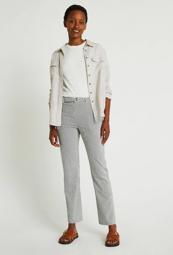 Pantalon ceinturé rayé - MONOPRIX FEMME - Modalova