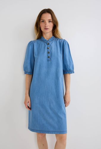 Robe courte denim à col volanté - MONOPRIX - Modalova