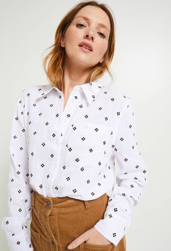 Chemise manches longues avec détails brodés en coton, certifié OCS - MONOPRIX FEMME - Modalova