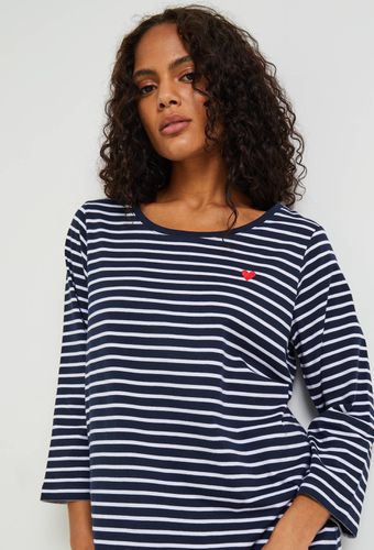 Chemise de nuit rayée avec broderie coeur en coton BIO - MONOPRIX - Modalova