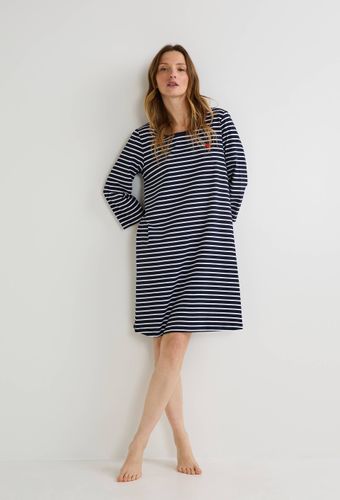 Chemise de nuit rayée avec broderie coeur en coton BIO - MONOPRIX - Modalova