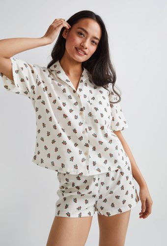 Pyjashort manches courtes imprimé en lin et coton BIO - MONOPRIX - Modalova